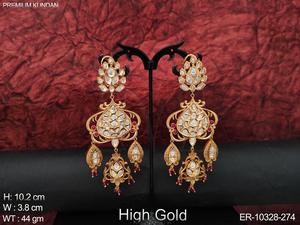 เครื่องประดับ Kundan สูงทองโปแลนด์แฟนซีแต่งงานสวมใส่ต่างหูแกว่ง Kundan - Product Image 2