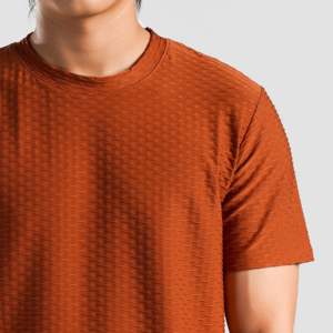 Camiseta GridLock Naranja de 280g, Tejido Waffle Pesado, Color Liso, Estilo Hip Hop con Serigrafía - Product Image 5