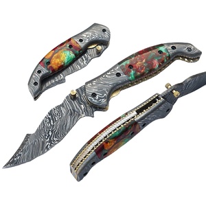 Cuchillo plegable de bolsillo hecho a mano de acero de Damasco (ZR805) Soporte OEM personalizado de alta calidad - Product Image 1