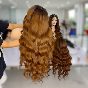 100% vietnamien meilleure qualité cheveux humains ondulés couleur perruques longue longueur pour les femmes noires - Product Image 4