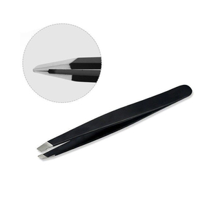 Pince à épiler professionnelle en acier inoxydable à pointe inclinée, couleur noire, personnalisable, pour sourcils, outils de maquillage et d'épilation, 1 pièce - Product Image 4