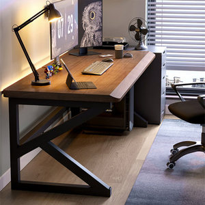 Computer <b>Desk</b> <b>DESK</b>-0111 Black Rectangular <b>Solid</b> <b>Wood</b> Writing Workstation - Product Image 1