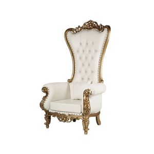 Chaise baroque en bois à dossier haut, cadre doré, trône royal, trône de reine, pas chère italienne, prix de gros pour mariage, design de luxe - Product Image 5