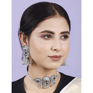 GS <b>Black</b> Round Leaf <b>Choker</b> Party Jewelry Made of Alloy - Product Image 4