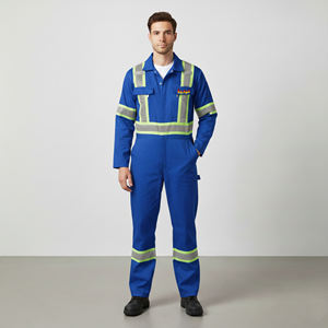 Custom Made ANSI Class 2 Hi Vis Reflective <b>LED</b> Flash Waterproof Polyester Safety <b>Clothing</b> Solid Color Construction Coveralls - Product Image 3