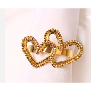 Antique Designer Double Coeur Conception Or Rond De Serviette Vaisselle Porte-Mouchoirs Décoratifs Pour La Maison Hôtel À Utiliser Au Prix Le Plus Bas - Product Image 3