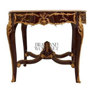 Mesa de Entrada Clásica de Lujo con Tapa de Mármol, Madera y Latón - Product Image 2