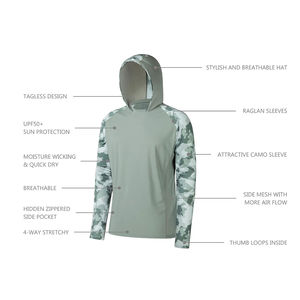 Sudadera con Capucha de Pesca para Hombre, Estilo Urbano, Estampada, con Protección UPF 50, Manga Larga, Diseño Personalizable, Tendencia Actual - Product Image 5