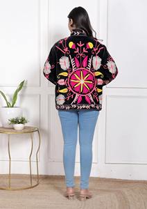 New Arrival Indian Velvet Suzani Embroidered Jacket Bohemian Artisanal <b>Coat</b> - Product Image 5