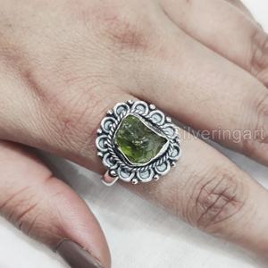 Wholesaler Rough Stone Jewelry Womens <b>Ring</b> Natural Raw Peridot Gemstone August Birthstone Bohemian <b>Ring</b> 925 Sterling Silver <b>Ring</b> - Product Image 4