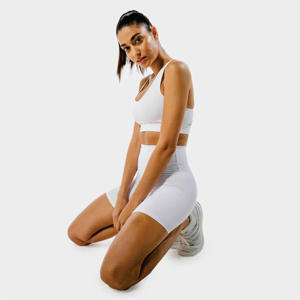 Elastic Free Waistband True Fit High Rise Mid Thigh Length 74% Nylon & 26% Spandex <b>White</b> Core Agile <b>Shorts</b> Breathable - Product Image 6