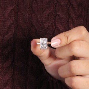 แหวนเพชรทรงรัศมีคุณภาพสูงสั่งทำพิเศษหรูหราสไตล์วินเทจ 1CT-3CT เพชรเลี้ยงในห้องปฏิบัติการ รับรองโดย IGI ชุบทอง 14K ความใส VS1 - Product Image 3