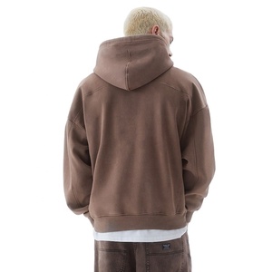 Wholesale Men's Heavyweight Polyester/Cotton Waterproof Eco-Friendly Pullover Hoodie Washed Vintage Streetwear Style Winter - Product Image 2