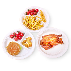 Assiettes de présentation blanches en plastique jetables de 12 pouces en gros Assiettes rondes en PP bleues <span class=keywords><strong>et</strong></span> blanches à emporter pour les fêtes <span class=keywords><strong>et</strong></span> les dîners - Product Image 3