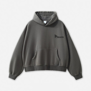 Sweat à capuche pour homme à épaules tombantes, délavé à l'acide, logo personnalisé, best-seller pour l'hiver, prix raisonnable, anti-rétrécissement, lettre, prix bas - Product Image 3