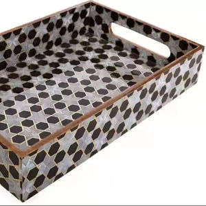 Plateau de service en bois imprimé, plateau artisanal décoratif pour le thé, les collations et la décoration, plateau en bois imprimé coloré au meilleur prix - Product Image 1