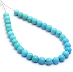 Cuentas redondas lisas de piedras preciosas turquesa Color azul - Product Image 2