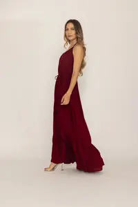 2024 été Boho col rond Maxi robe pour femmes dos nu sans manches imprimé fleuri naturel écologique respirant lavable - Product Image 3
