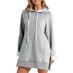 2026 Women's Eco-Friendly 100% Cotton Hoodie Dress Loose Long Sleeve Thick Embroidery Hoodie Dress <b>Sweet</b> Casual Fall Winter - Product Image 3