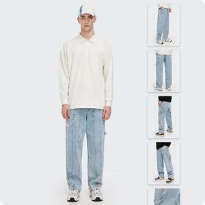 Jeans baggy pour homme en coton 100% avec logo personnalisé OEM, bleu clair, pantalon à jambes larges, imprimé, couleur foncée, fermeture éclair, lavé, style streetwear, grande taille - Product Image 6
