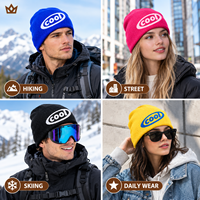 Topi kupluk rajutan akrilik jacquard custom logo grosir tanpa manset, unisex, streetwear, OEM ODM