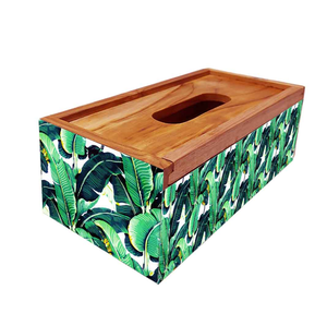 Boîte à mouchoirs en bois imprimée élégante et créative article décoratif pour la maison à la mode - Product Image 2