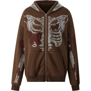 Sudadera con cremallera completa de alta calidad, sudadera con cremallera de algodón 100% de peso pesado, sudadera con cremallera completa con diamantes de imitación, sudadera con cremallera de cara completa personalizada - Product Image 1