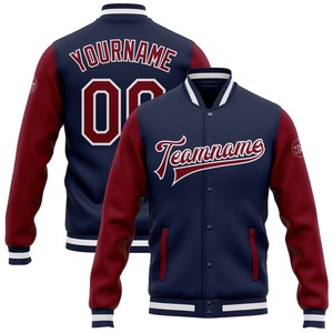 Vente en gros dans l'industrie directe Blouson bombardier hiver décontracté personnalisé noir violet-or veste bicolore Letterman universitaire à snap intégral - Product Image 5