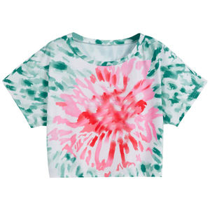 Tops Cortos de Moda para Mujer 100% Algodón al por Mayor, Logotipo Personalizado, Cuello Redondo, Manga Corta, Camisetas - Product Image 5