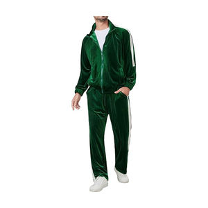 ชุดวอร์มผ้าฝ้าย100% สีเขียวของผู้ชายแบบเย็บติดคุณภาพสูงสำหรับฤดูหนาว - Product Image 1