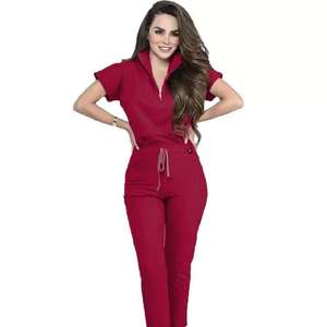 Uniformes médicos conjuntos mujeres enfermera moda trabajo traje Hospital salón de belleza Spa desgaste estiramiento Slim Fit uniforme - Product Image 3