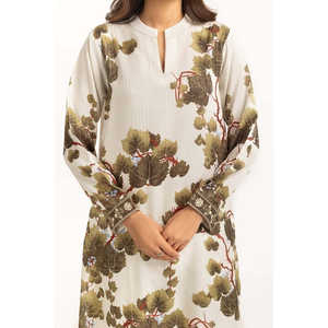 Camisa Informal Beige para Mujer, Texturizada, con Estampado Dobby, Diseño Floral Vintage, Talla XL, para Primavera, Verano y Otoño - Product Image 3