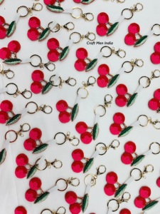 พวงกุญแจเชอร์รี่ลูกปัดมุกแฟชั่นสำหรับความรักพวงกุญแจกระเป๋าเป้สะพายหลังตกแต่งโทรศัพท์มือถือที่แขวนพวงกุญแจลูกปัดงานด้าย - Product Image 4