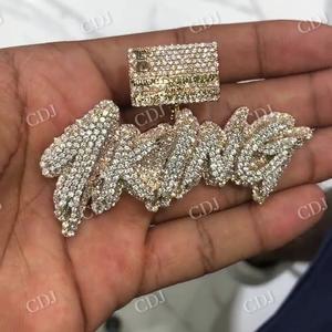Pendentif personnalisé glacé Hip Hop lettre motif Logo nom pendentif 100% passé diamant testeur 925 argent VVS Moissanite pendentif à breloques - Product Image 2