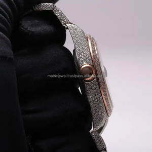 Hip Hop Bussdown Dial Men and Women Luxury Iced Out <b>Watch</b> Hand Made Setting VVS Lab Diamond Two Tone Rose Gold Luxury <b>Watch</b> - Product Image 6