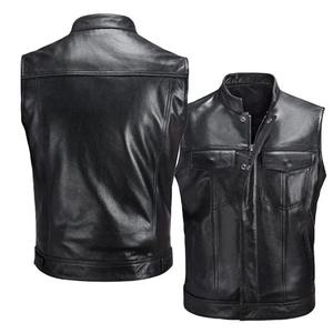 Chaleco informal de motorista de piel sintética para hombre con botón de cremallera, ropa exterior de lona transpirable para invierno para montar en motocicleta - Product Image 5