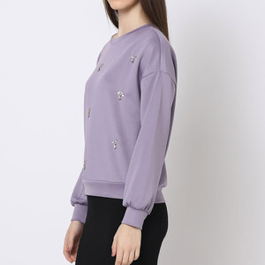 Sudadera de Manga Larga con Cuello Redondo para Mujer, Estilo Casual, Lavado Ácido, Ajuste Holgado, para Hacer Ejercicio, con Logotipo Frontal, Venta al por Mayor - Product Image 5