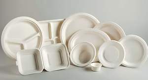 Fiambrera de bagazo de caña de azúcar desechable biodegradable para llevar, contenedor de comida de estilo clásico, tapa hecha de bagazo ASH GLOBALS - Product Image 3