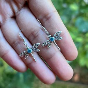 925 argent Sterling bleu topaze pierres précieuses boucles d'oreilles bijoux à la main argent Boho Style boucles d'oreilles bijoux pour femmes cadeau de mariage femme - Product Image 4