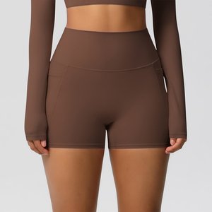 Pantalones cortos de Yoga sin costuras para entrenamiento de cintura alta con Control de barriga para mujer - Product Image 4