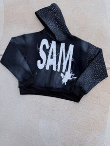 เสื้อฮู้ดสวมหัวสไตล์วินเทจของผู้ชาย OEM เสื้อ100% ผ้าฝ้ายฝรั่งเศสเทอร์รี่ออกแบบโลโก้ได้ตามต้องการเสื้อผ้าลำลองติดพลอยเทียม - Product Image 6