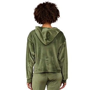 Super doux coton vêtements pour femmes Logo personnalisé Street Wear à capuche manches longues velours à capuche femmes velours à capuche pour les filles - Product Image 3