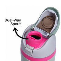 Bouteille d'eau personnalisée en acier inoxydable avec double bouchon, sans BPA, ouverture à une main, poignée de transport pour usage quotidien au bureau