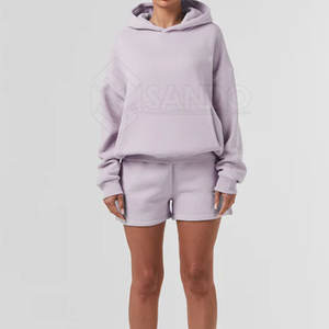 Wholesale New Design Comfortable Breathable Women Hoodie <b>Set</b> Casual Wear with <b>Short</b> <b>Tops</b> for Winter Solid Pattern - Product Image 5