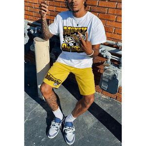 Classic Solid Color <b>T</b> <b>Shirt</b> Matching <b>Shorts</b> Set - Product Image 2