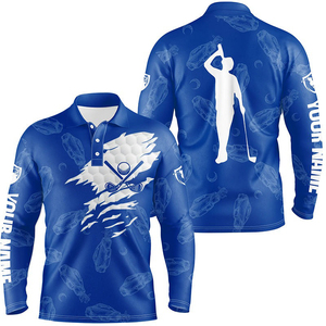 Design personnalisé polos à manches longues de haute qualité pour hommes chemises de sport de golf - Product Image 5
