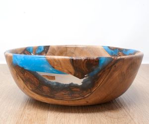 ENSALADERA DE MADERA Y RESINA NATURAL HECHA A MANO DE DECORACIÓN Buena calidad para uso en el hogar y restaurante para fiestas - Product Image 2