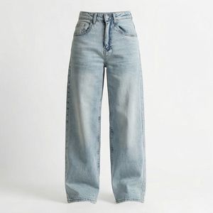 <b>Women's</b> High Quality Slim Fit Denim Pants Breathable Cotton Customized Color Regular Bottoms Drawstring Mid Plain Dyed Trousers - Product Image 1