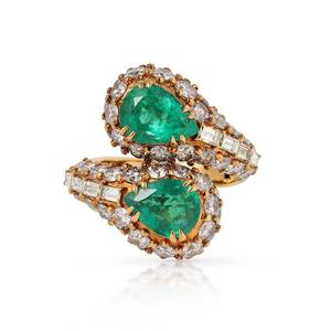 Anillo de Boda de Plata de Ley Chapado en Oro de 18K de Lujo con Esmeralda, Elegante Joyería con Piedra Preciosa Verde, Regalo de Compromiso, Aniversario - Product Image 1