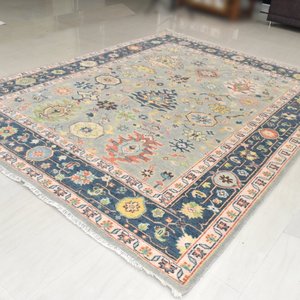 Alfombra Oushak moderna de 8x10, nuevo diseño, anudada a mano, patrón Floral de lana de Nueva Zelanda, rectángulo grande para sala de estar al aire libre - Product Image 1